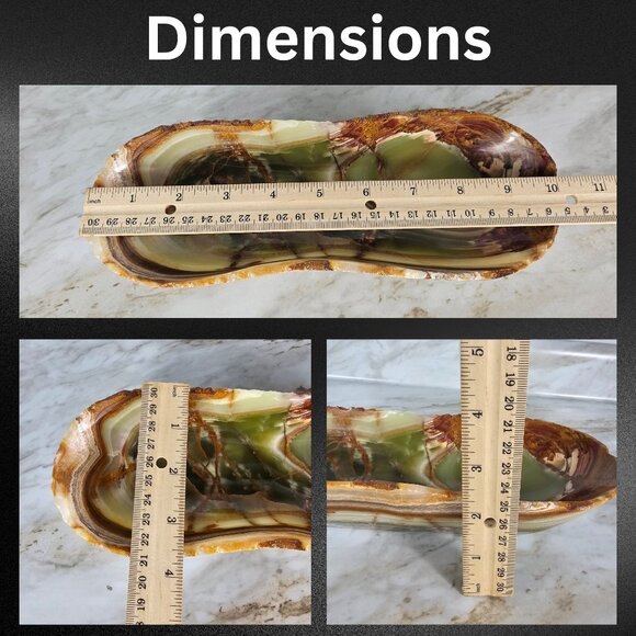 Green Onyx decorative tray, catchall dish, entry way stone bowl, holiday gift - Picture 11 of 11